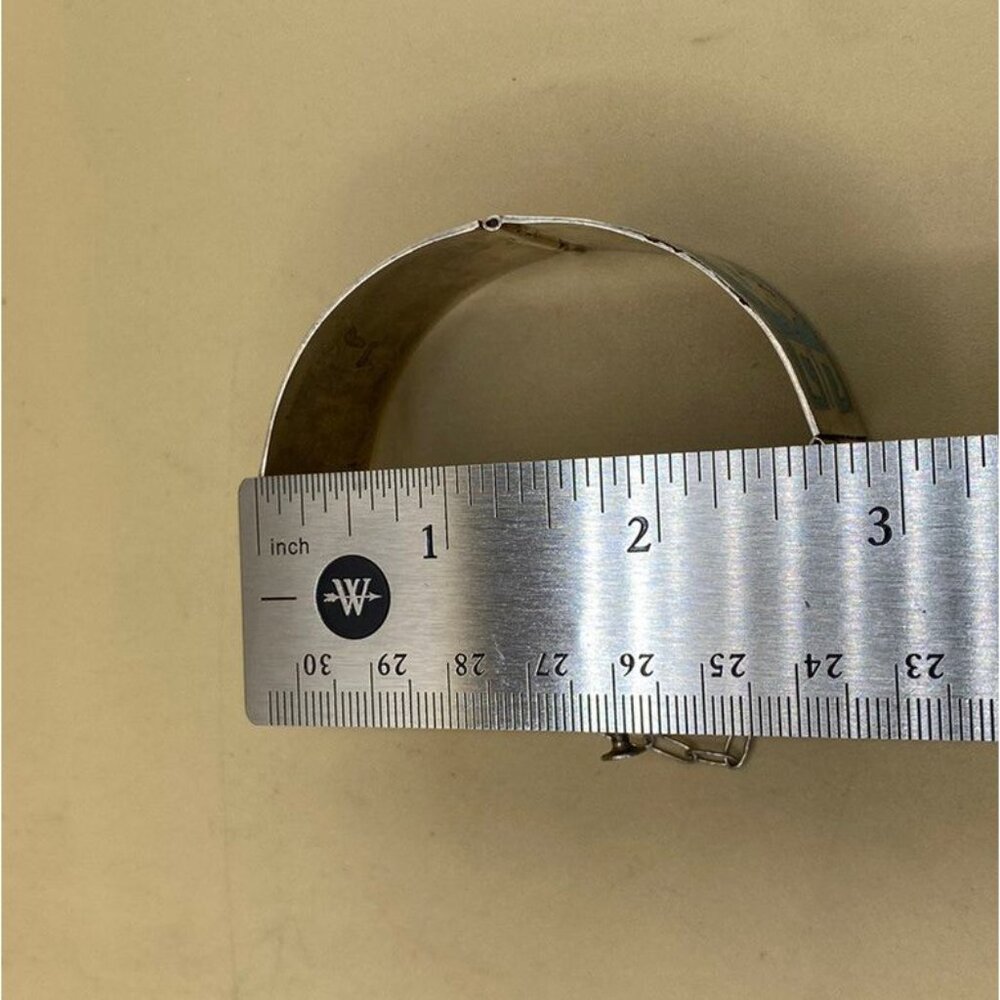 Mexico 925 Sterling Silver Crushed Turquoise Inlay Greek Key Bracelet READ - Picture 6 of 10